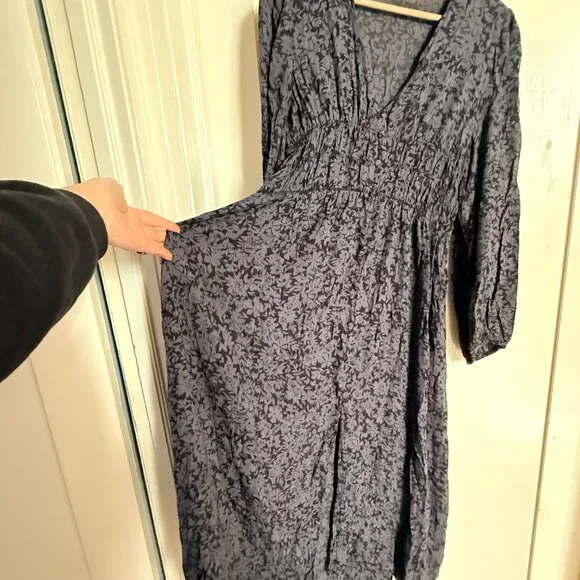 Zara Grey & Black Floral Flowy Maxi Dress (L) - Picture 7 of 7